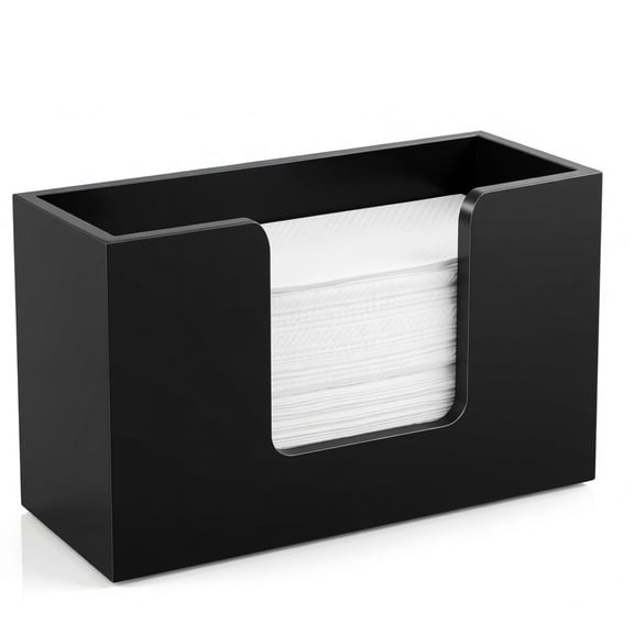 Ngardk Paper Towel Dispenser, Wooden Bathroom Paper Towel Holder, Napkin Holder for Kitchen, 11.0"x6.6"X4.3", Pack of 1, Black