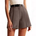 thumbnail image 2 of Sewkxo Womens Casual Elastic Waist Wide Leg Suit Shorts Summer Dressy Work Shorts with Pockets,Coffee S, 2 of 8