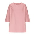 thumbnail image 4 of LiMoi Women's T Shirts Womens Shirt Plus Size Three Quarter Length Sleeve Tunic Tops Womens Blouses New & Trending Gifts, 4 of 6