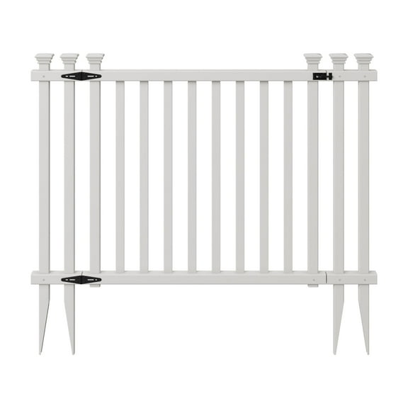 36in H x 51in W (1 Gate) No Dig Zippity Baskenridge Gate Kit, White Vinyl Picket Fence Gate Kit for Baskenridge Fence Panels, Gate for Backyard, Patio, Outdoor, & Garden Fence, ZP19038