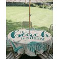 thumbnail image 2 of Outdoor Tablecloth with Umbrella Hole Zipper Green Beach Coastal Round Tablecloth 54" Waterproof Outside Table Cloth Summer Starfish Shell Coral Patio Table Cover Tablecloths for Picnic Party, 2 of 8