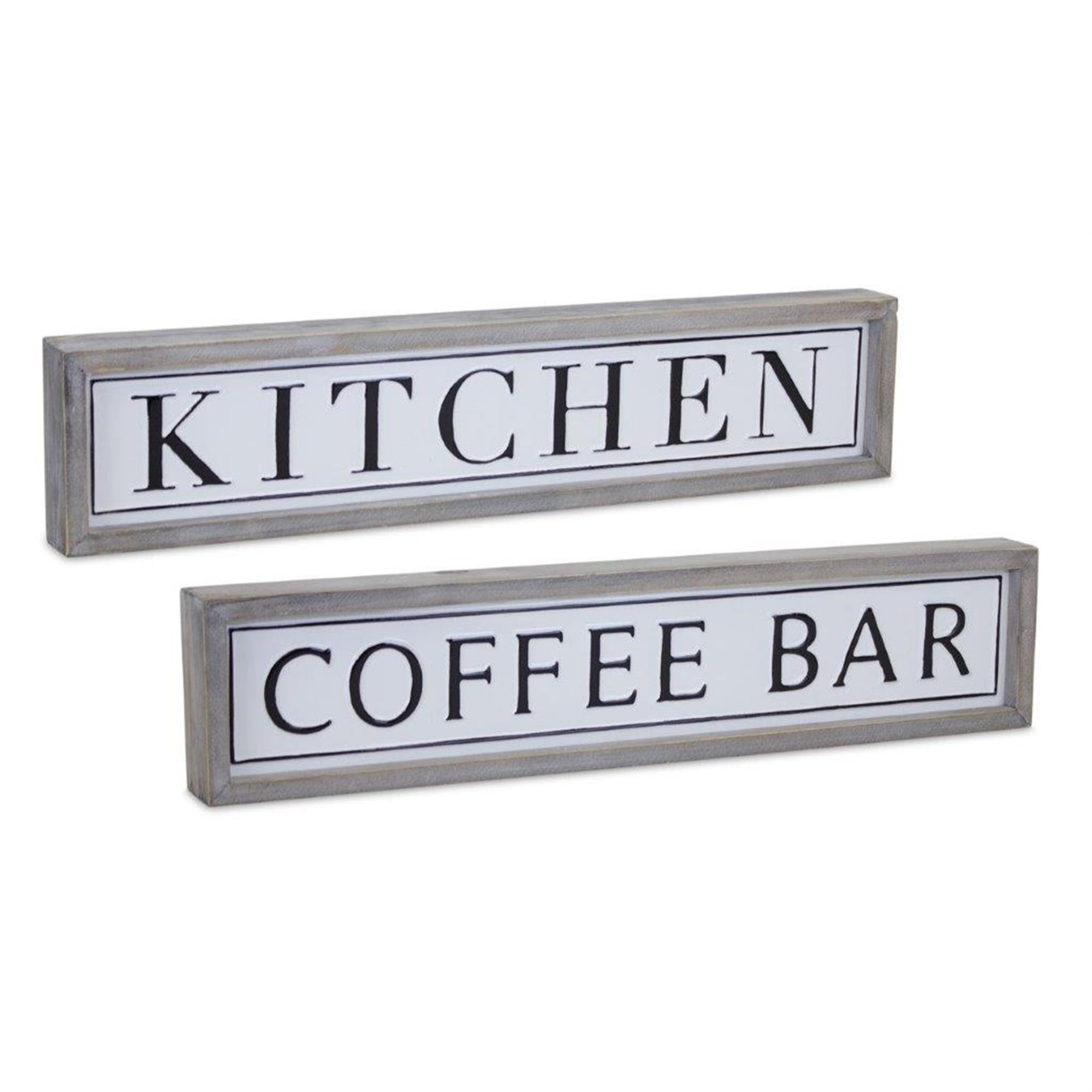 Coffee Bar and Kitchen Sign (Set of 2) 19"L x 4"H Wood/Metal
