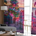 thumbnail image 4 of Coastal Christmas Semi Sheer Curtains 63 Inch Length 2 Panels Set, Flamingo Xmas Palm Tree Beach Sheer Kitchen Curtain Privacy Voile Window Curtain for Living Room Bedroom Rod Pocket Drapes, 4 of 7