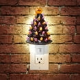 thumbnail image 2 of Ceramic Halloween Tree Night Light - Black Plug-in Decorative Night Light with 28 Bulbs and Star Topper, 2 of 7