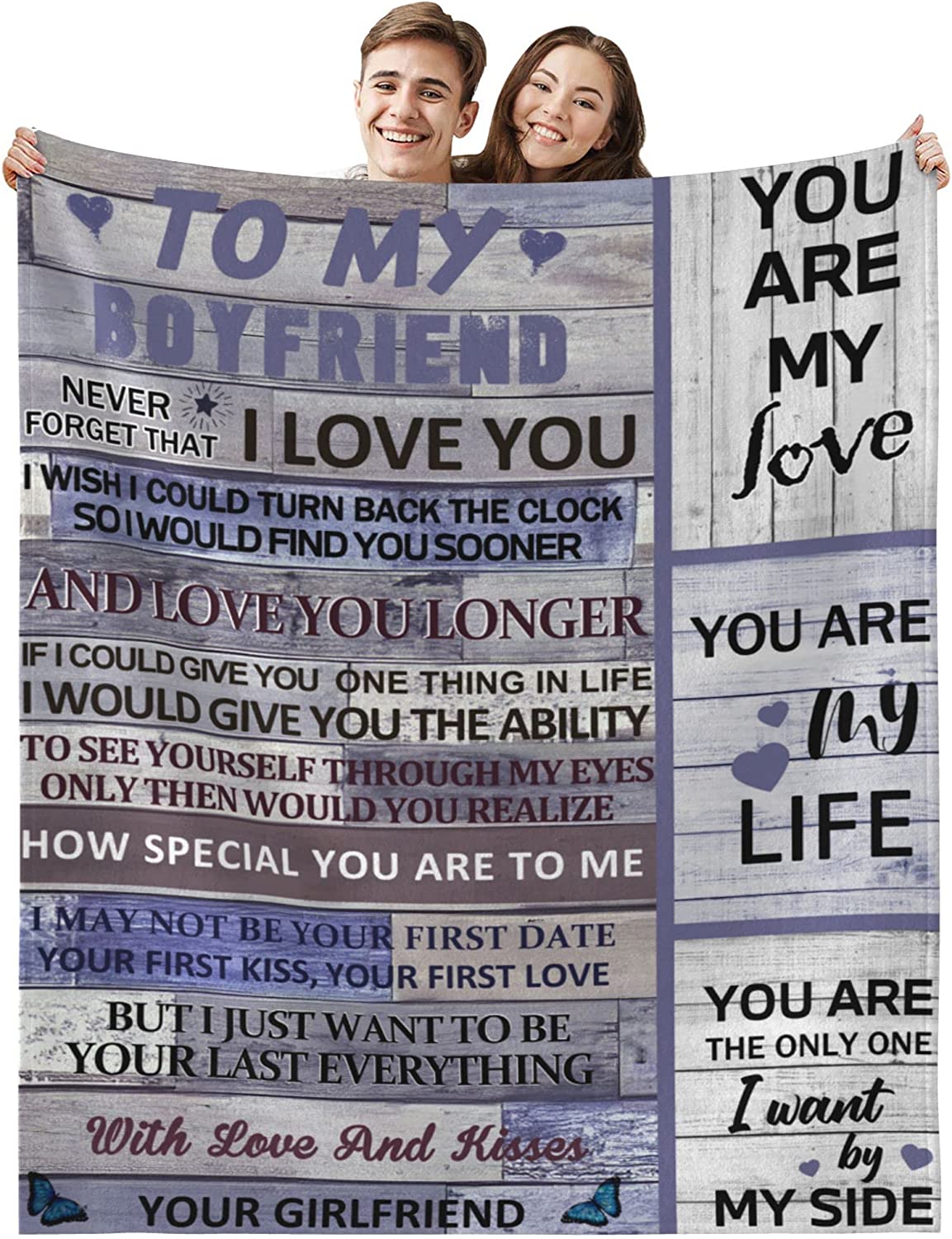 WISH TREE Boyfriend Blanket, Gifts for Boyfriend, Birthday Gifts for  Boyfriend, Purple Fleece Throw 50 X 60 inch Machine Washable 