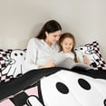 thumbnail image 4 of Manfei Kawaii Halloween Ghost 7pcs Bedding Comforter Set,Geometric Grid Queen Bedding Sets,White Pink Black Queen Sheet Sets For Teens,Ultra Soft Home Decor Reversible, 4 of 8