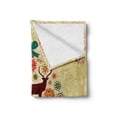 thumbnail image 2 of Christmas Soft Flannel Fleece Throw Blanket, Reindeer and Snowflakes in Abstract Balls Ornament Vintage Design Paper Art Image, Cozy Plush for Indoor and Outdoor Use, 70" x 90", Beige, by Ambesonne, 2 of 6