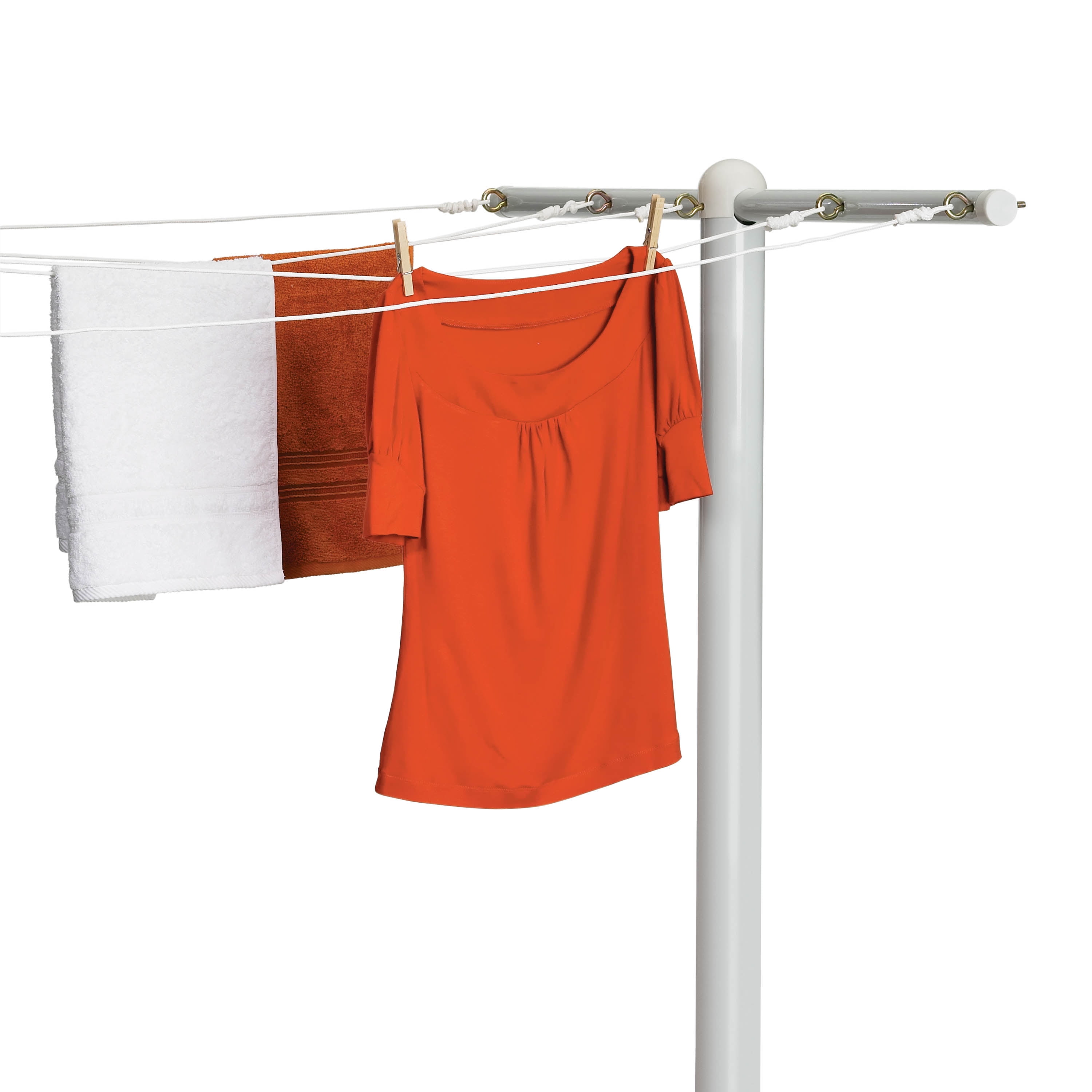 Honey-Can-Do Steel T-Post for 5-Line In-Ground Outdoor Clothes Drying, White  