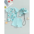 thumbnail image 6 of vera natura Baby Boys Swimsuit Set Summer Shark Print Zipper Short Sleeve Rash Guard and Swim Trunks and Hat Swimwear Beachwear, 6 of 9