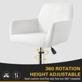 thumbnail image 4 of WKWKER Modern Velvet Desk Chair Home Comfy Makeup Office Chair with Wheels Adjustable Swivel Armchair with Backrest for Counter Living Room Computer Vanity Bedroom Salon Studio Shop Lab (Off White), 4 of 7