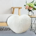 thumbnail image 5 of HomeDM Faux Fur Fluffy Heart Pillow, Shaggy Plush Soft Throw Pillow Decorative Cushion for Couch Bed Sofa Valentine's Day Decor, 15.7"x11.8",Heart Shaped, White, 5 of 6