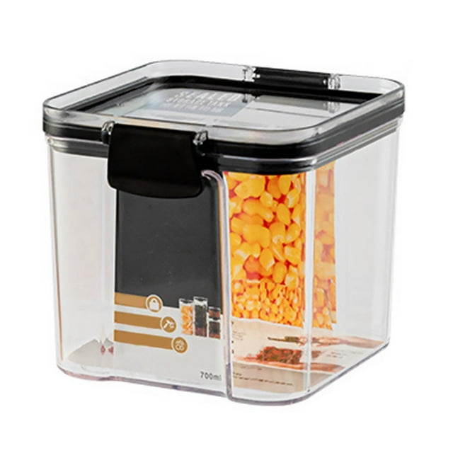 Baohd Cereal Storage Container Airtight Food Fresh Box Square Clear Sealed Jar Food Sacks Dispenser, 700ml