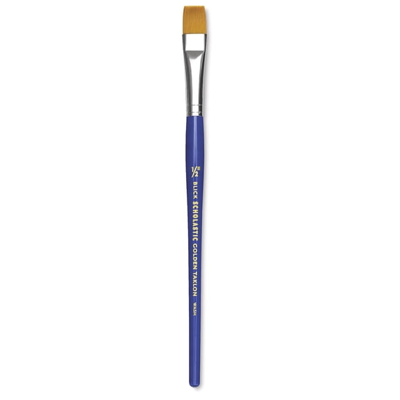 Blick Scholastic Short Handle Golden Taklon Brush - Flat Wash, Size 1/2"