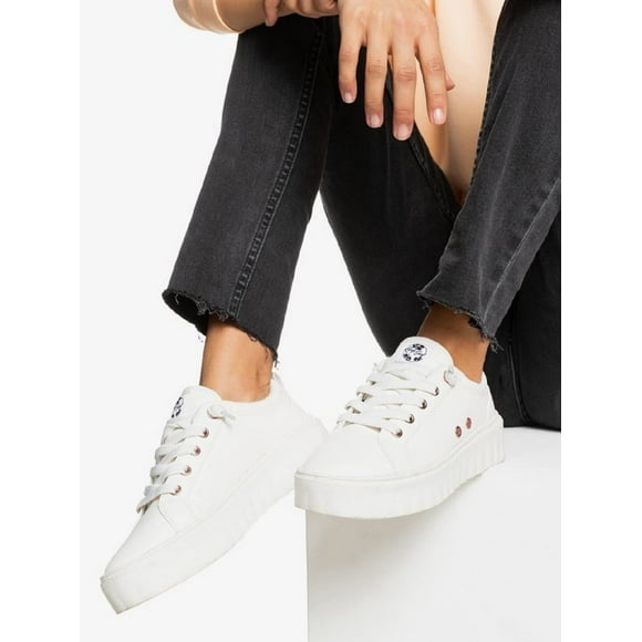 Roxy Women's Sheilahh Slip On Platform Sneaker Shoe, White, 8 Medium US