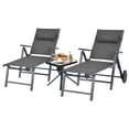thumbnail image 4 of Patiojoy 2 Pcs Chaise Longue de Patio Chaise d'Extérieur Inclinable avec Coussin de Cou et Roues Gris, 4 of 6