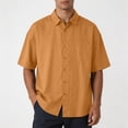 thumbnail image 2 of DeHolifer Mens Shirts Plus Size Button Down Solid Color Short Sleeve Casual Summer Shirts Orange 2XL, 2 of 7