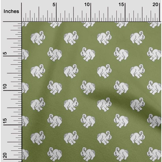 oneOone Tissu en Coton et Soie Motif Lapin Imprimé 42 Pouces de Large