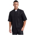 thumbnail image 2 of Sxiwei Mens Stand Collar Short Sleeves Shirt Priest Pastor T-Shirt Top Minister Preacher Costume Black 3XL, 2 of 6