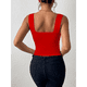 thumbnail image 5 of Tops Cortos de Tirantes Básicos Ajustados Sin Mangas Sexys para Mujer 2025, Rojo, Talla XS, 5 of 7