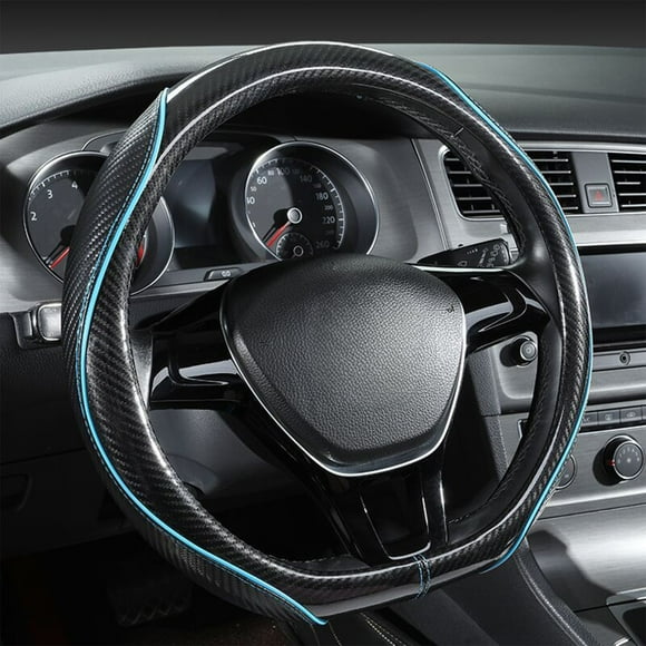EGNMCR Car Special Steering Wheel Cover Silica Gel Carbon Fiber Fashion Splicing General Purpose Leather Steering Wheel Cover Steering wheel cover