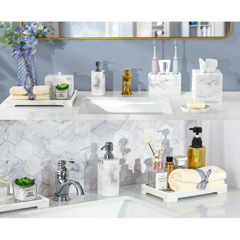 Marble Bathroom, Kitchen, Sinks Soap Dispenser Tray Set For Home