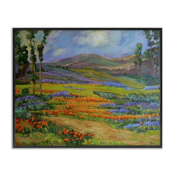 Stupell Industries Bountiful Meadow Landscape Landscape & Nature Painting Black Framed Art Print Wall Art, 14 x 11