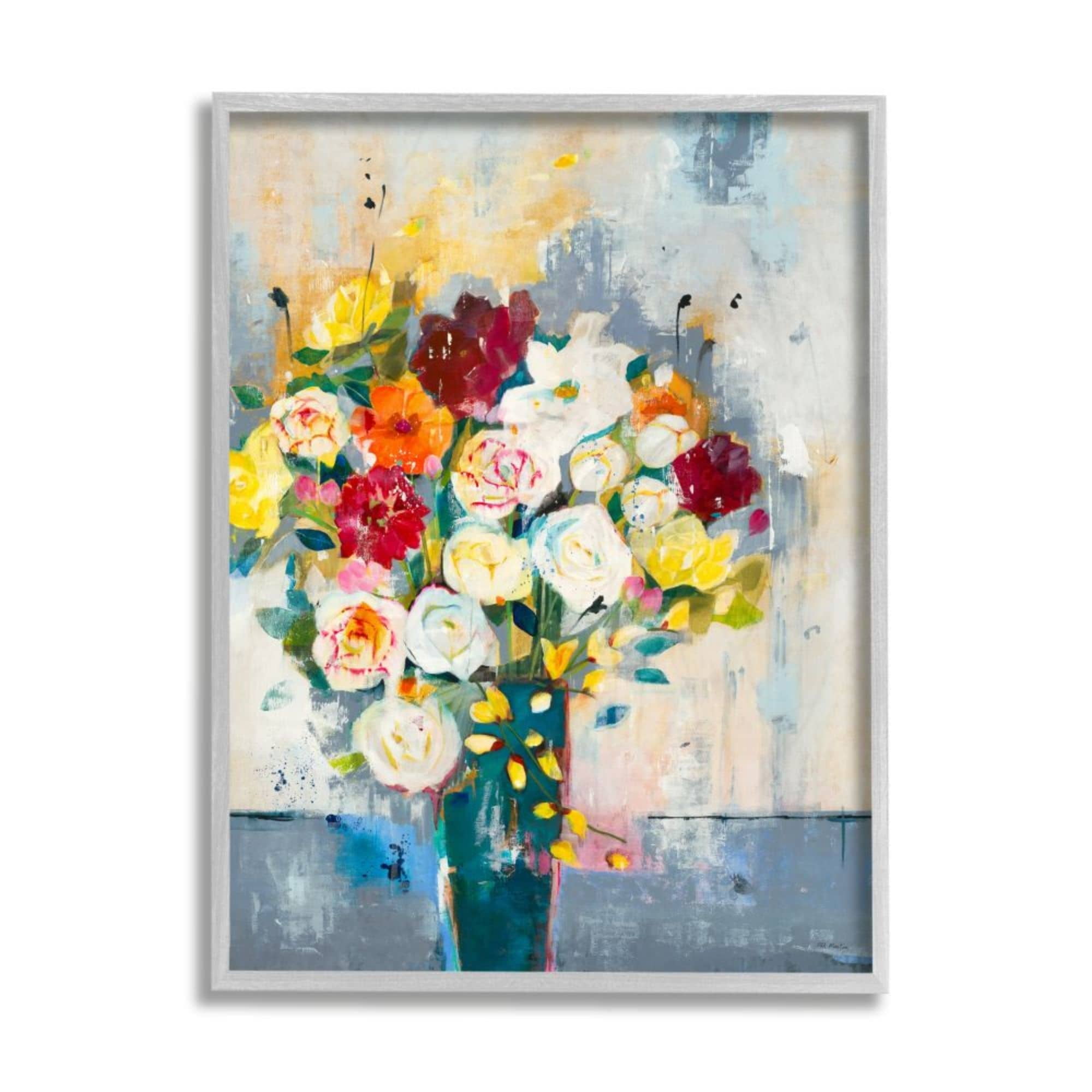 Stupell Industries Roses and Daisies Colorful Abstract Spring Bouquet Design by Third and Wall