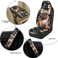 thumbnail image 5 of Xoenoiee French Bulldog Flower Print Car Accessories Set of 5, PU Leather Car Seats Cover Full Set with Auto Seat Belt Covers and Center Console Cover for Most Vehicle SUV Truck Car, 5 of 7