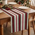 thumbnail image 2 of Table Runner 71 Inches Long, Green White Red Striped Linen Table Runners Dresser Scarf Runner for Bedroom Kitchen Home Party Dining Tables Decor Abstract Geometric Art, 2 of 8