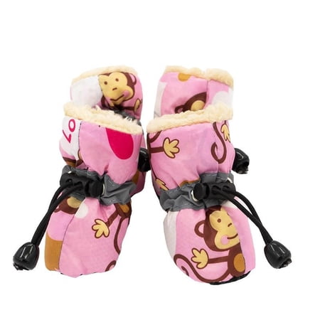 Dog Booties and Paw Protectors Small Dog Shoes Pink Insulated Lining Soft Grip Sole Winter Outdoor Walking 4 Pc