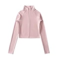 thumbnail image 2 of Ounisa Women's Cropped Lightweight Stretchy Running Track Jackets Full Zip Slim Fit Athletic Tops with Thumb Holes, 2 of 6