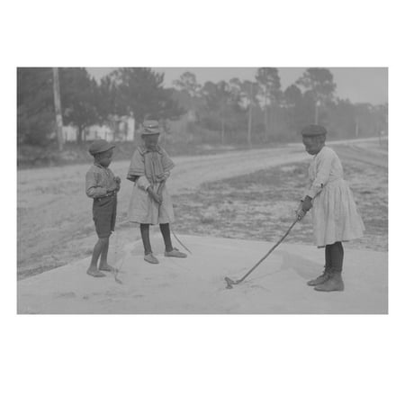 African American Children Pretend to Play Golf on Country Road Print Wall (Best Countries To Visit In Africa 2019)