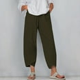 thumbnail image 2 of Lmnyox Summer Capris for Women Lightweight Straight Leg Elastic Waist Capri Pants Casual Cropped Pants with Pocket, 2 of 5