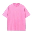 thumbnail image 2 of Homenesgenics Mens Shirts Men Tops T Shirts for Man Men's Casual Round Neck Solid Color Sports Washed Cotton Retro Distressed T-Shirt Pink XXXXXL, 2 of 8