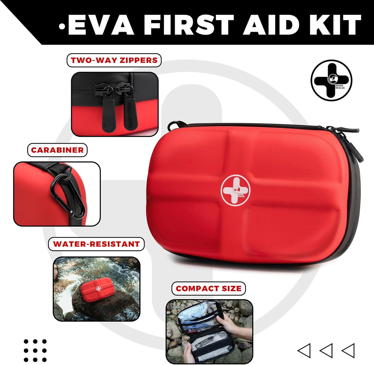 RHINO RESCUE Emergency First Aid Kit, 118 Pieces, Waterproof, Portable Medical Supplies for Travel, Home, Car
