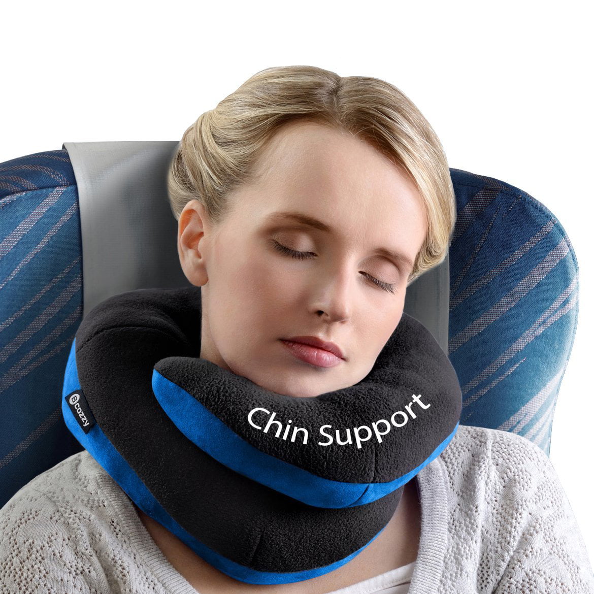 Neck and Chin in Any Sitting Position for Traveling and Home Black Large Multiple Ways to Comfortably Supports the Head BCOZZY Chin Supporting Travel Pillow- Keeps the Head from Falling Forward 