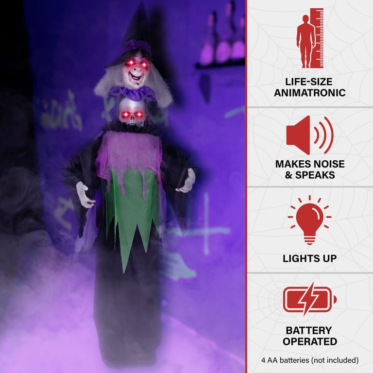 Haunted Hill Farm 6 ft Lifesize Animatronic Witch with Lights and