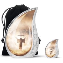 SUBSH Jesus Christ - Small Keepsake Urns For Human Ashes - Urn For Ashes Adult Male - Urns For Ashes Adult Female Mom - Combo 1 Large & 1 Small - Adult Urns For Women -