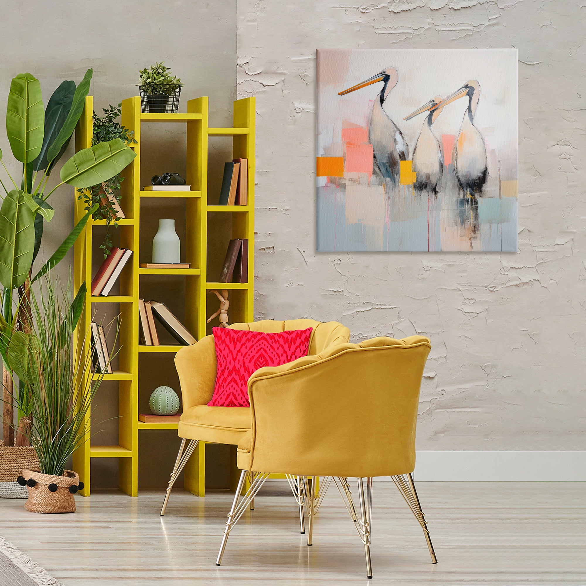Stupell Industries Pelican Trio Abstract Animals & Insects Painting Gallery Wrapped Canvas Art Print Wall Art, 30 x 30