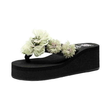 

Noarlalf slippers for women Women Ladies Fashion Summer Flowers Bohemian Style Slippers Beach Sandals Shoes womens slippers