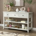 thumbnail image 2 of Gzxs Modern Console Table with 3 Storage Drawers, Wood Entryway Sofa Table Open Shelf for Hallway Living Room (White), 2 of 9