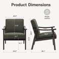 thumbnail image 2 of HOQBN Modern Armchair with High Back,Upholstered Living Room Chairs with Solid Wood Legs,Leisure Reading Chair for Living Room, Bedroom,Green, 2 of 8
