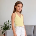 thumbnail image 7 of GiLiling Girls Ribbed Tank Top Summer Sleeveless Crop Top Cute Casual Beach Vacation Camisole (Yellow, 12-18 Months), 7 of 7