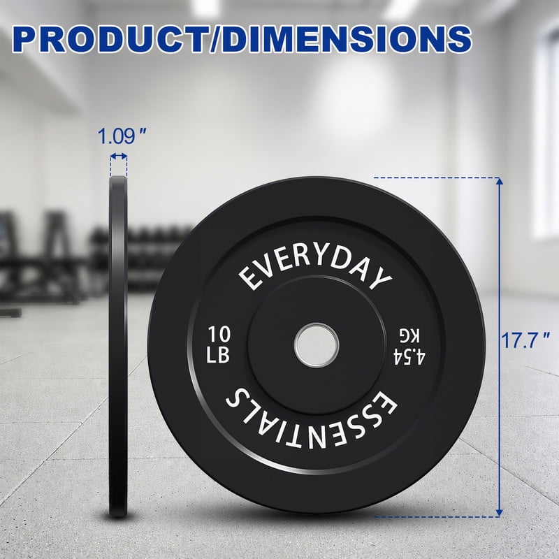 Sprint Demon Olympic Bumper Plates, 2-Inch Solid Rubber Weight Plates for Home Gym and Strength Training, 10 LB Pair, Black