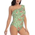 thumbnail image 3 of Sikiie leaves bows Print Women One Piece Swimsuits Tummy Control One Shoulder Bathing Suits Ruffle Swimwear, From S to XXL-Small, 3 of 6