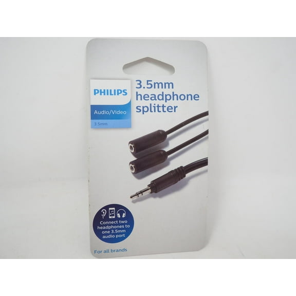 Philips | 3.5mm Aux Audio Cable Splitter for Headphones, Smartphones, Tablets,