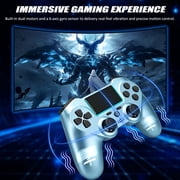 Game Controller Work for P-4/Slim/Pro & PC, Wireless Controller with Dual Vibration/3.5mm Audio Jack/6-Axis Gyro/Touch Pad