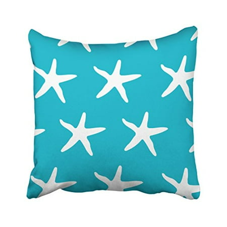 The White Starfish WinHome Square Throw Pillow Covers Popular Turquoise And White Starfish Print Pattern Pillowcases Polyester 18 X 18 Inch With Hidden Zipper Home Sofa Cushion Decorative Pillowcase ()