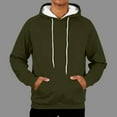thumbnail image 6 of ZQUUVOU Men's Fleece Lined Hoodie Long Sleeve Adjustable Drawstring Hooded Solid Color Pullover with Pocket Olive Green, 6 of 9