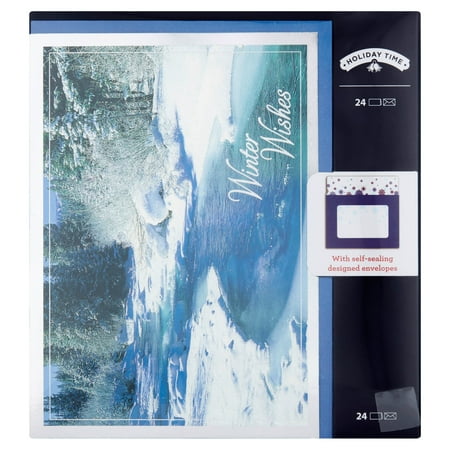 Holiday Time Winter Wishes Theme Cards and Envelopes, 24 count